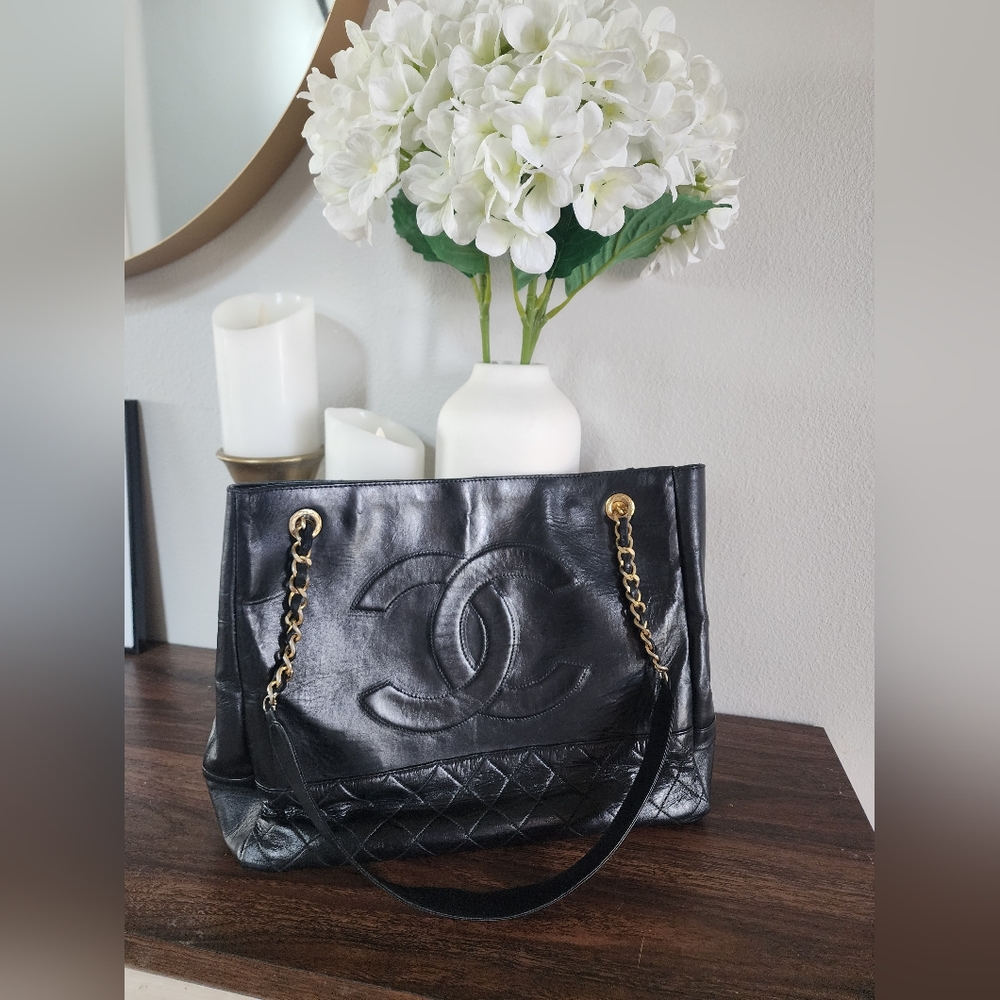 Chanel Vintage Lambskin Large Tote Bag